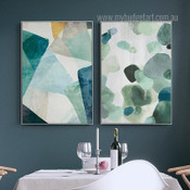 Taints Abstract Geometric Watercolor Modern Painting Picture Framed Stretched 2 Piece Wall Art Set Prints For Room Adornment