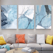 Marble Abstract Modern Painting Photo Framed Stretched 3 Multi Panel Canvas Wall Art Prints For Room Equipment