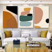 Abstract Shapes Modern Boho Framed Stretched Artwork 3 Panel Canvas Prints for Room Wall Ornament