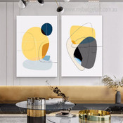 Modern Geometric Art Abstract Framed Stretched Artwork 2 Panel Canvas Prints for Room Wall Ornament