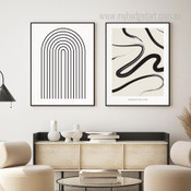 Abstract Lines Boho Minimalist Framed Stretched Artwork 2 Piece Canvas Prints for Room Wall Onlay