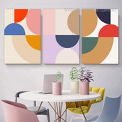 Color Blocks Modern Abstract Framed Stretched Artwork 3 Panel Canvas Prints for Room Wall Adorn