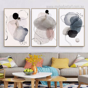 Watercolor Circles Modern Abstract Framed Stretched Artwork 3 Piece Wall Art for Room Wall Garniture
