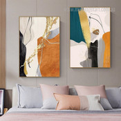 Splashes Modern Painting Photo Stretched Framed 2 Piece Abstract Wall Art Prints For Room Garnish