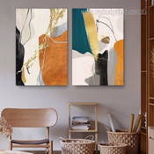 Splashes Abstract Modern Painting Picture Stretched Framed 2 Piece Canvas Wall Art Prints For Room Decor