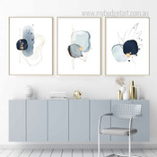 Blots Abstract Watercolour Multiple Canvas Paintings Picture Stretched Framed 3 Piece Prints For Room Illumination