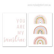 My Sunshine Kids Nursery Quote Modern Painting Photo 2 Piece Wall Decor Set Prints