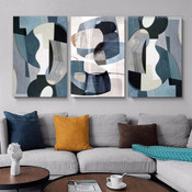 Wandering Abstract Modern Stretched Framed Painting Picture 3 Piece Wall Decor Set For Room Outfit
