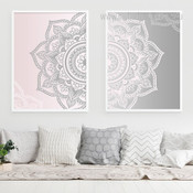 Floral Mandala Flower Abstract Minimalist Stretched Framed Artwork 2 Panel Canvas Prints for Room Wall Onlay