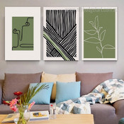 Shaky Lines Minimalist Abstract Stretched Framed Artwork 3 Piece Wall Art for Room Wall Adornment