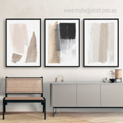 Brush Effect Contemporary Abstract Stretched Framed Artwork 3 Piece Wall Art for Room Wall Garniture