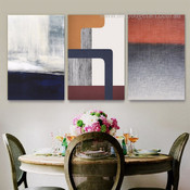 Geometric Dimensional Modern Abstract Framed Stretched Artwork 3 Panel Canvas Prints for Room Wall Adorn
