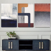 Geometric Dimensional Modern Abstract Framed Stretched Artwork 3 Piece Wall Art Sets for Room Wall Garnish