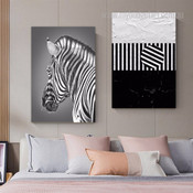Zebra Streaks Modern Abstract Animal Stretched Framed Artwork 2 Piece Wall Art for Room Wall Adornment