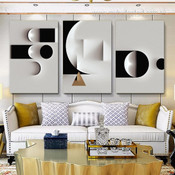 Geometric Abstract Modern Stretched Framed Artwork 3 Panel Canvas Prints for Room Wall Spruce