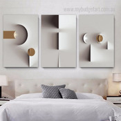 Geometric Art Design Modern Abstract Stretched Framed Artwork 3 Piece Wall Art for Room Wall Garniture