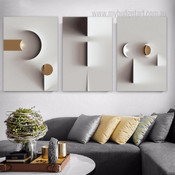 Geometric Art Design Modern Abstract Stretched Framed Artwork 3 Panel Canvas Art for Room Wall Ornament
