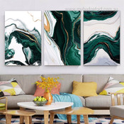 Marble Texture Scandinavian Abstract Stretched Framed Artwork 3 Panel Canvas Art for Room Wall Finery