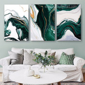 Marble Texture Scandinavian Abstract Stretched Framed Artwork 3 Piece Wall Art for Room Wall Onlay