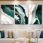 Gold Foil Scandinavian Abstract Stretched Framed Artwork 3 Panel Canvas Art for Room Wall Adorn