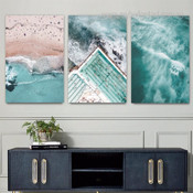 Beach Boho Landscape Modern Stretched Framed Artwork 3 Panel Canvas Prints for Room Wall Garniture