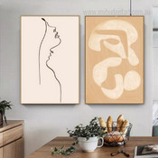 Silhouettes Abstract Figure Minimalist Stretched Framed Artwork 2 Panel Canvas Prints for Room Wall Garniture