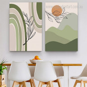 Abstract Mountain Minimalist Landscape Stretched Framed Artwork 2 Panel Wall Art for Room Wall Decoration
