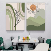 Abstract Mountain Minimalist Landscape Stretched Framed Artwork 2 Piece Wall Art for Room Wall Garniture