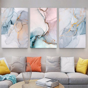 Chromatic Flecks Marble Spots Modern Minimalist 3 Multi Piece Wall Art Set Abstract Photograph Canvas Print for Room Getup