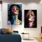 Chromatic Dona Face Spots Abstract Figure Set Picture 2 Multi Panel Watercolor Canvas Print Artwork Set for Wall Hanging Garniture