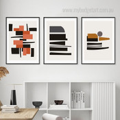 Disposition Modern Abstract Geometric Stretched Framed Artwork 3 Piece Canvas Art for Room Wall Adornment