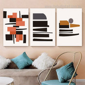 Disposition Modern Abstract Geometric Stretched Framed Artwork 3 Panel Wall Art for Room Wall Decoration