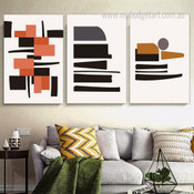 Disposition Modern Abstract Geometric Stretched Framed Artwork 3 Piece Wall Art for Room Wall Ornament