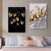 White Blossom Leaflets Flowers Abstract Floral 2 Multi Panel Modern Painting Set Photograph Canvas Print for Room Wall Drape