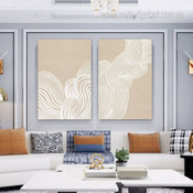 White Lineaments Scandinavian 2 Multi Panel Geometrical Painting Set Photograph Abstract Canvas Print for Room Wall Garnish