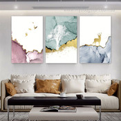 Colorific Mountain Nordic Abstract Landscape Stretched Framed Artwork 3 Piece Wall Art for Room Wall Ornament