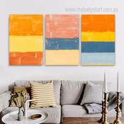 Broad Brush Strokes Colorful Abstract Textured Modern Stretched Framed Artwork 3 Piece Canvas Art for Room Finery