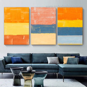 Broad Brush Strokes Colorful Abstract Textured Modern Stretched Framed Artwork 3 Piece Multi Panel Wall for Room Adorn