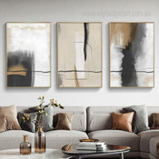 Brush Texture Abstract Watercolor Modern Stretched Framed Artwork 3 Piece Canvas Art for Room Adornment