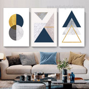 Calico Spheres Triangles Abstract Geometric 3 Panel Set Modern Painting Photograph Canvas Print Home Wall Arrangement