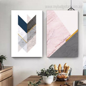 Calico Trigon Marble Square Modern Abstract Photograph Geometric 2 Piece Canvas Print Artwork Set for Room Wall Illumination