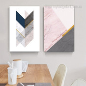 Calico Trigon Marble Line Abstract Geometric Photograph Modern 2 Piece Set Canvas Print for Room Wall Art Assortment