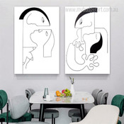 Couple Stroke Figure Modern Cheap 2 Minimalist Panel Wall Art Photograph Abstract Canvas Print for Room Finery