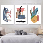 Multicolour Maculas Lines Abstract Photo Modern 3 Piece Geometric Set Canvas Print for Room Wall Art Assortment