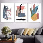 Multicolour Maculas Spots Geometric Abstract Photograph Modern 3 Piece Set Canvas Print for Room Wall Artwork Trimming