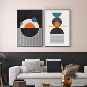 Geometry Art Modern Abstract Stretched Framed Artwork 2 Piece Multi Panel Wall for Room Onlay
