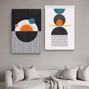 Geometry Art Modern Abstract Stretched Framed Artwork 2 Piece Sets for Room Wall Spruce