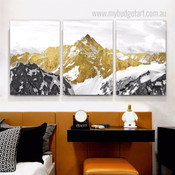 Golden Mounts Snow Modern Abstract Photograph Naturescape 3 Piece Set Canvas Print Art for Room Flourish