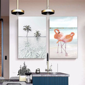 Wild Flamingos Sky Bird Seascape Photograph Naturescape 2 Piece Wall Set Canvas Print Art for Room Getup