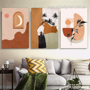 Soft Shapes Abstract Boho Minimalist Stretched Framed Artwork 3 Piece Wall Art for Room Wall Decoration